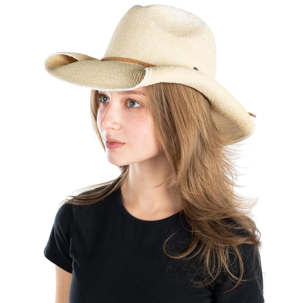 9371 4th Of July Cowboy Hat For Women, Packable Straw Cowgirl With Rolled